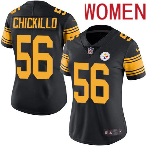 Women Pittsburgh Steelers 56 Anthony Chickillo Nike Black Vapor Limited Rush NFL Jersey